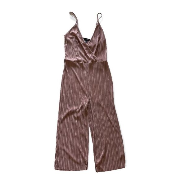 Primark Dresses & Skirts - Primark silky sand dusty rose nude why lag deep V-neck jumpsuit sexy size medium